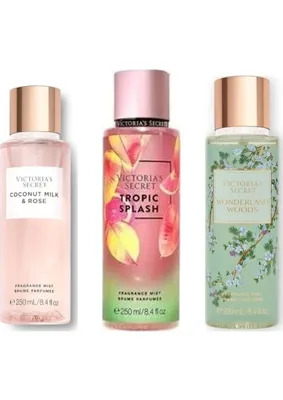 Victoria's Secret 3'lü Vücut Spreyi Seti - Tropic Splash + Coconut Milk & Rose Calm + Wonderland Woods (3 x 250 Ml)