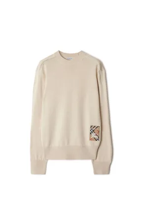 Burberry Smt Label Wool Krem Yün Kadın Kazak