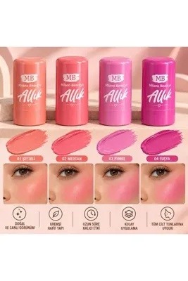 MİLANO BEAUTYS Stick Allık – Kremsi Yapılı, Kolay Dağılan Doğal Görünümlü Yanak Allığı – 4 Renk Seçeneği