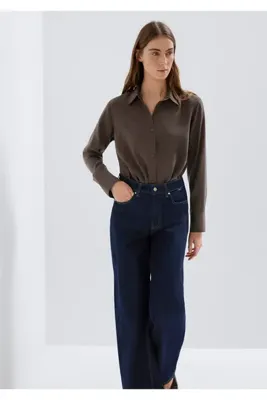 Mavi Kahverengi (TENCEL™) Liyosel Karışımlı Gömlek Regular Fit / Normal Kesim 1211374-70238