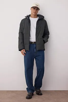 TRENDYOL MAN Haki Regular Fit Şişme Kışlık Erkek Mont TMNAW26MO00000