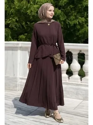 InStyle Kuşaklı Gold Tokalı İkili Acı Kahve Takım