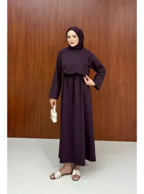 Melike Tatar Örme Modal Elbise 68-6600 MÜRDÜM