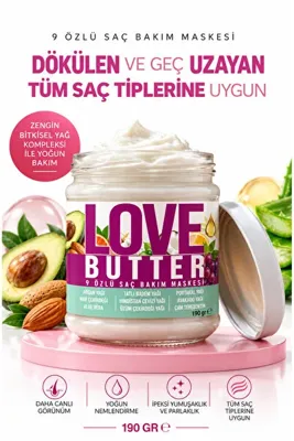 LOVE BUTTER 9 Özlü Saç Bakım Yağı Saç Besleyici Ve Güçlendirici Saç Maskesi