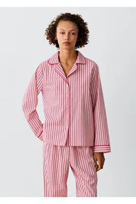 Mango Teen Çizgili pamuklu pijama