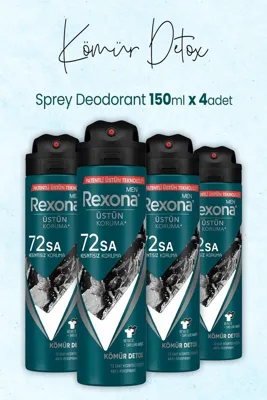 Rexona Men Kömür Erkek Sprey Deodorant 4 x 150 ML