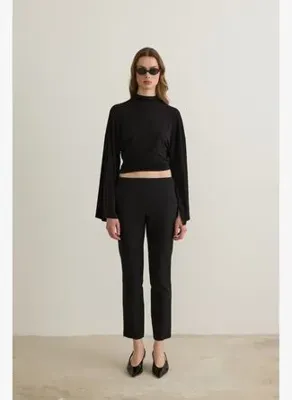 boneqa barcelona Paula Slim Fit Siyah Sigaret Pantolon