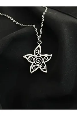 sleyshop Gümüş Renk Yıldız Spiral Sarmal Vortex Kolye