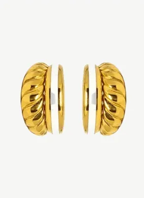 Linya Jewellery Rosa Lacivert Mineli Halka Küpe Gold