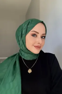 Organic Scarfs Su Yolu Pamuk Jakar Şal Zümrüt Yeşili