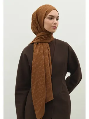 Fresh Scarfs MONOGRAM PAMUK FLOŞ JAKARLI ŞAL CEVİZ