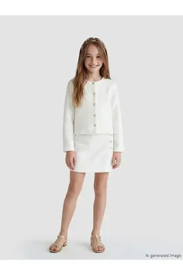 LC Waikiki TexX Store Kalitesi LCW Kids Ekru Beli Lastikli Kız Çocuk Tüvit Şort Etek