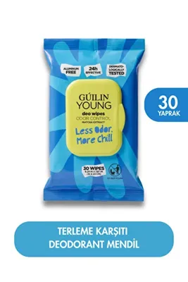 Guilin YOUNG Deodorant Islak Mendil 30'lu | 24 Saat Etkili Koku Kontrolü | Matcha Ekstraktlı | Alüminyumsuz | Dermatolojik Olarak Test Edilmiştir