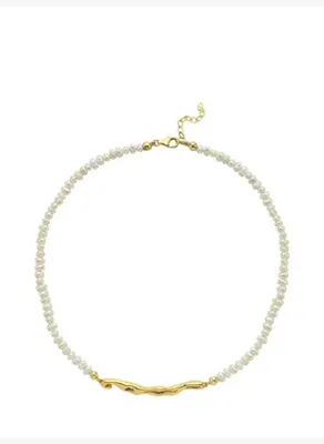 Linya Jewellery Pontus Damla Yatay İnci Kolye Gold