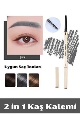 NUNUKO 2 IN 1 Açılı Fırçalı Kaş Kalemi - Asansörlü Kaş Kalemi ve Kaş Fırçası