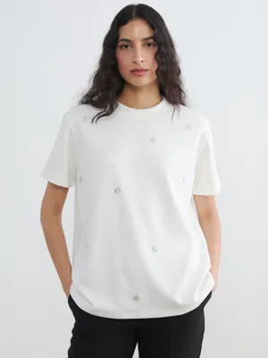 LCW Modest Taşlı Soft Touch Kadın Tişört