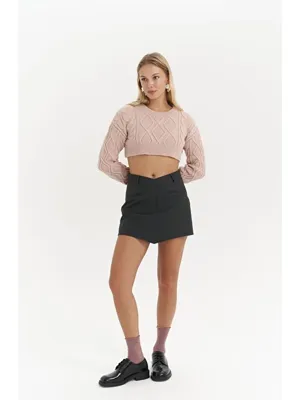 Mai Collection Triana Koyu Antrasit Mini Etek