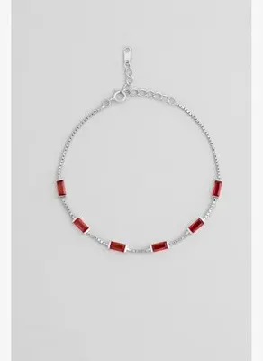 So Chic Renkli Taşlı 18 Ayar Beyaz Altın Kaplama 19 Cm Gümüş Baget Bileklik