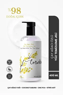 cremika Kozmetik Yüz Temizleme Jeli, Saflaştırıcı, Sivilce Karşıtı, Hindistan Cevizi Sabunu, Çay Ağacı - 400ml
