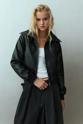 Pull & Bear Fitilli suni deri ceket