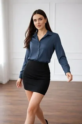 PERA MODA Saten Yüzeyli Fitted Gömlek