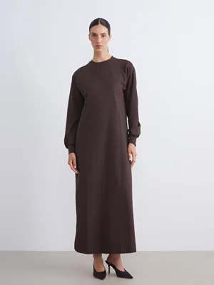LCW Modest Bisiklet Yaka Sweatshirt Elbise