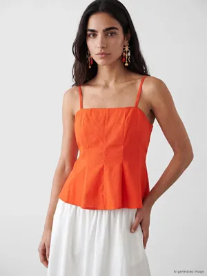 LCW Vision Kare Yaka İp Askılı Peplum Bluz