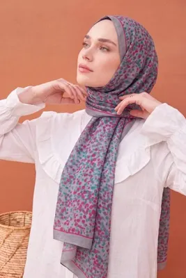 Silk Home Kadın Gri Geometrik Desen Riva Tencel Şal 510003-21