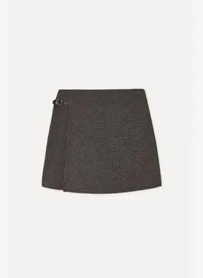 Mudo Kadın Kahverengi Kruvaze Mini Etek