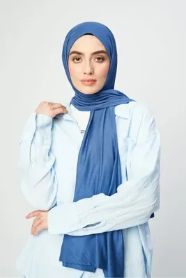 Modakaşmir Penye Şal Mavi  Rengi