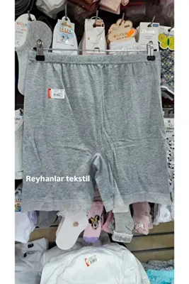 Ceylanoğlu Kadın % 100 Pamuklu Ribana Dantel Paçalı Kısa Tayt Külot 3'lü Paket Gri 231