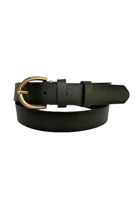 GoDeri %100 Hakiki Deri Gold Tokalı Yeşil Ince Kadın Kemeri, 3cm=3cm-kdn-02
