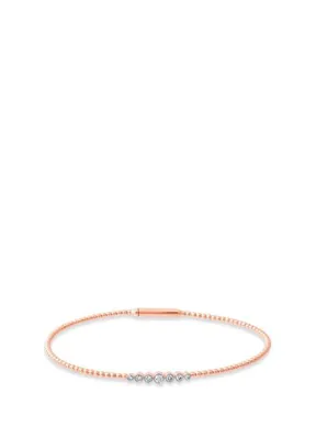 Safir Mücevher Luna Pırlanta Taşlı 14 Ayar Rose Gold Kadın Esnek Kelepçe Bileklik