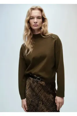MANGO Woman Fermuarlı perkins yaka kazak