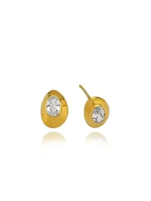 Linya Jewellery Ella Beyaz Taşlı Pinli Küpe