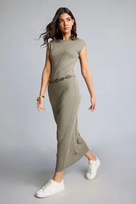 Defacto Bodycon Modal Kısa Kollu Maxı Elbise