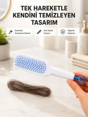 starseven Kendi Kendini Temizleyen Saç Tarağı – Anti-Statik, Uçlu, Abs Malzeme, 22X4 Cm