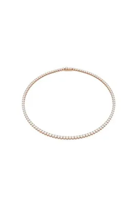 Swarovski Matrix Tennis kolye, Yuvarlak kesim, Beyaz, 18k pembe altın rengi yüzey