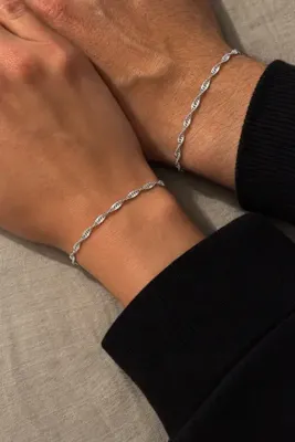 Tixy Pixy 2’li Unisex Paslanmaz Çelik Gümüş Singapur Zincir Bileklik – Sevgili Bilekliği
