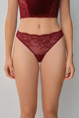 SUWEN Velvet Dantelli String Külot