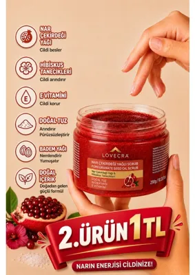 LOVECRA Body Scrub Besleyici Arındırıcı Nemlendirici Badem Yağlı Doğal Tuzlu Vucüt Peelingi 290gr