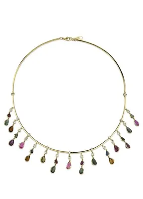 Aspendos Jewellery Pırlanta ve Turmalin Taşlı Tasma 18 Ayar Altın Kadın Kolye