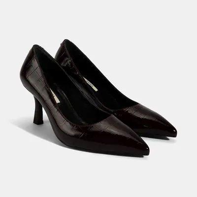 Desa Kadın Bordo Kroko Baskılı Deri Stiletto