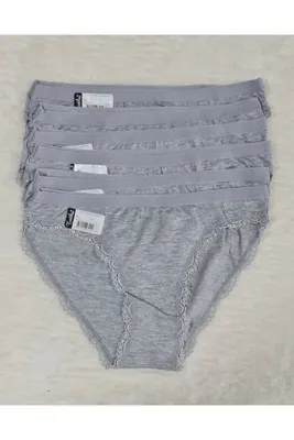 Tutku 6lı Paket Siyah Paça Dantelli Işık Bikini Külot