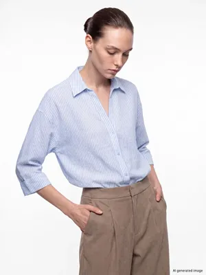 LCW Comfort Çizgili Oversize Kadın Gömlek