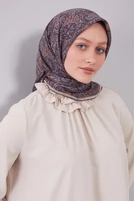 Levidor Sütlü Kahve Etnik Desen Silk Cotton Eşarp