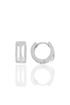 Söğütlü Silver Gümüş Rodyumlu Trend Halka Küpe Sgtl10454rodaj