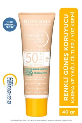 Bioderma Photoderm Cover Touch SPF50+ Karma ve Yağlı Ciltler Kapatıcı Etkili Renkli Güneş Kremi Light 40 ML