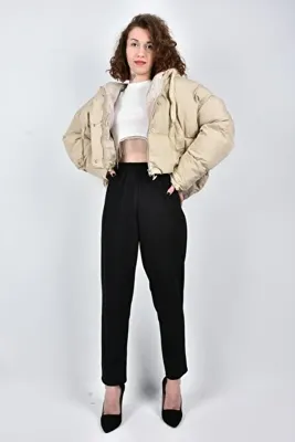 moda caddesi Oversize Etek Ucu Lastikli Kısa Şişme Mont