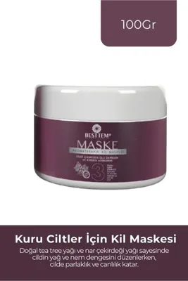 Besttem Aromaterapik Kil Maskesi (Kuru ve Hassas Ciltler İçin) – Mineral Detoks ve Onarıcı Bakım - 150 gr